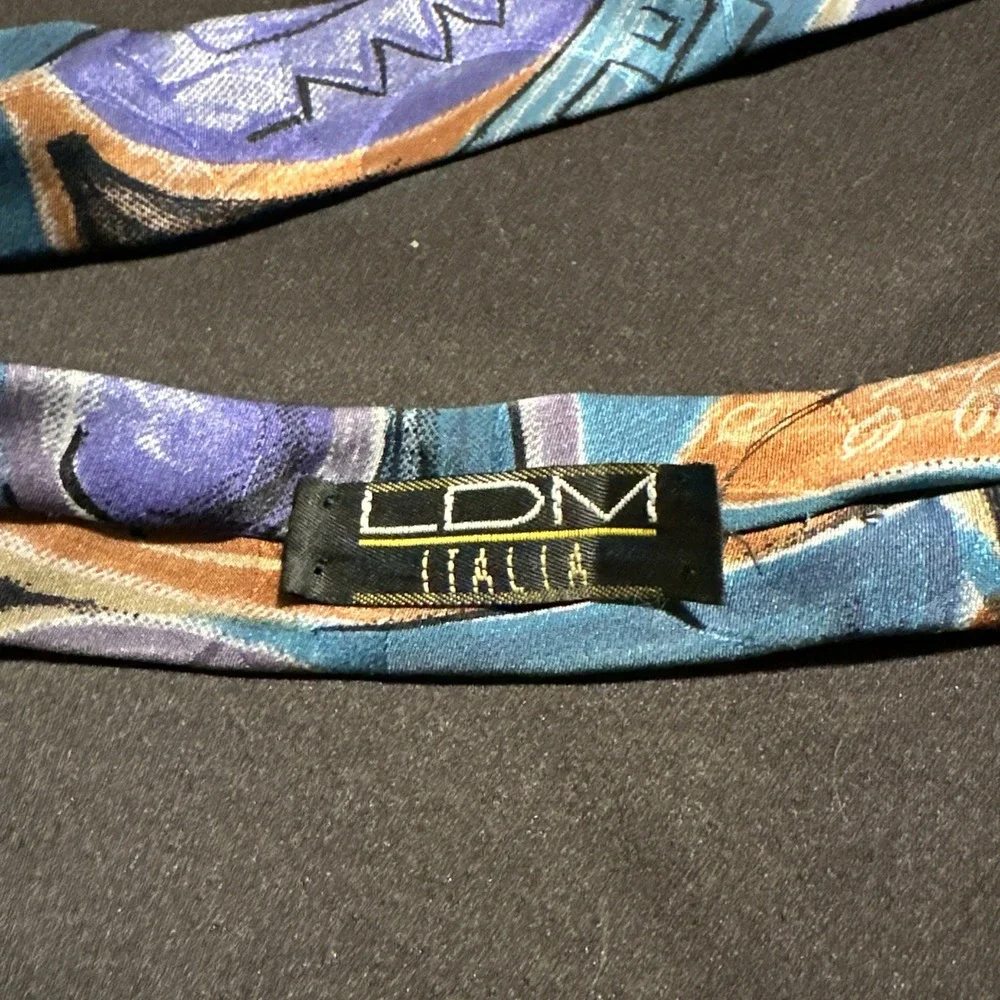LDM MEN'S 100% SILK TIE‎ LONG NECKTIE ART DECO WILD HAND MADE ITALY 61